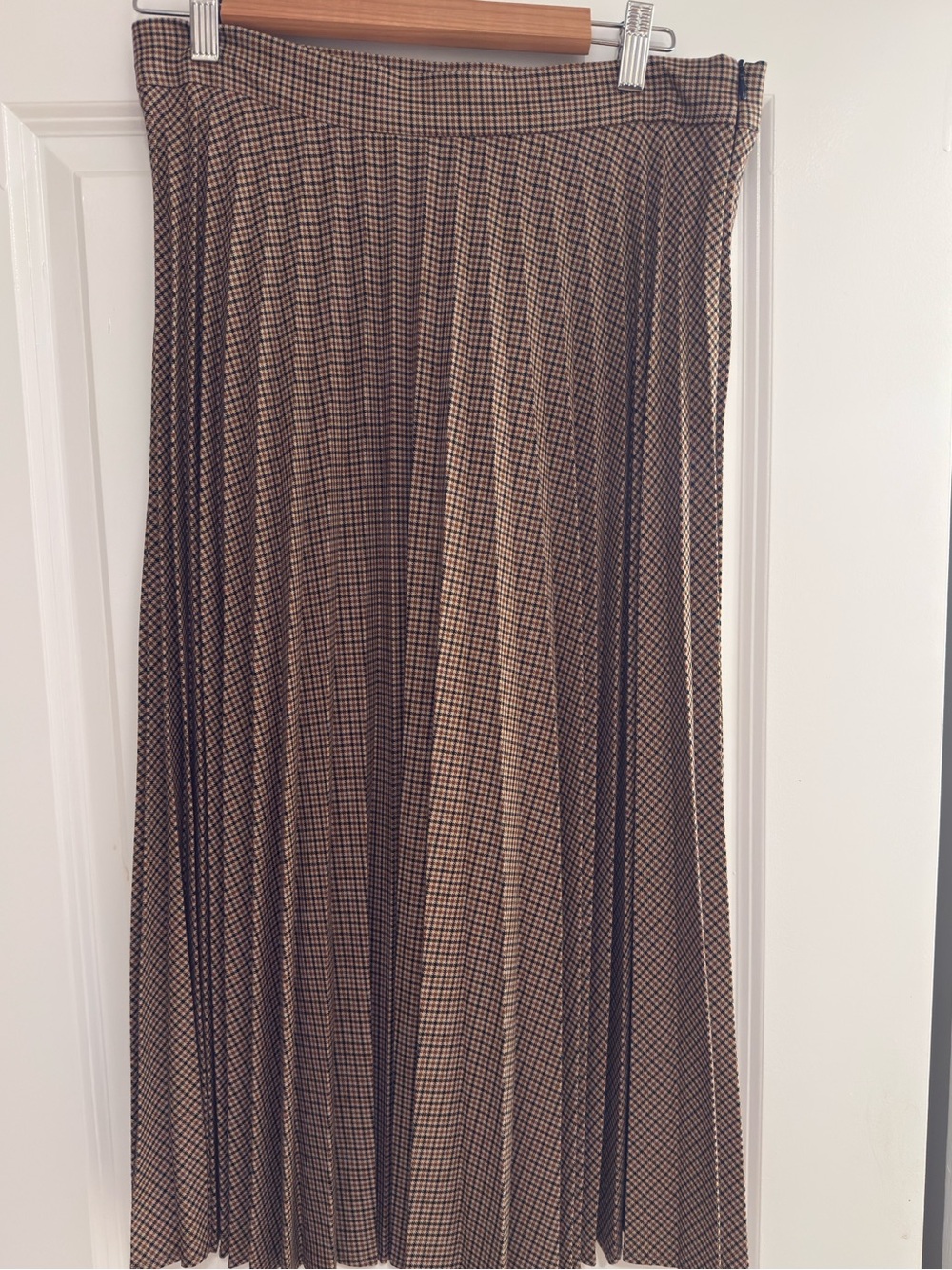 Zara Brown and Black Pleated Midi Skirt